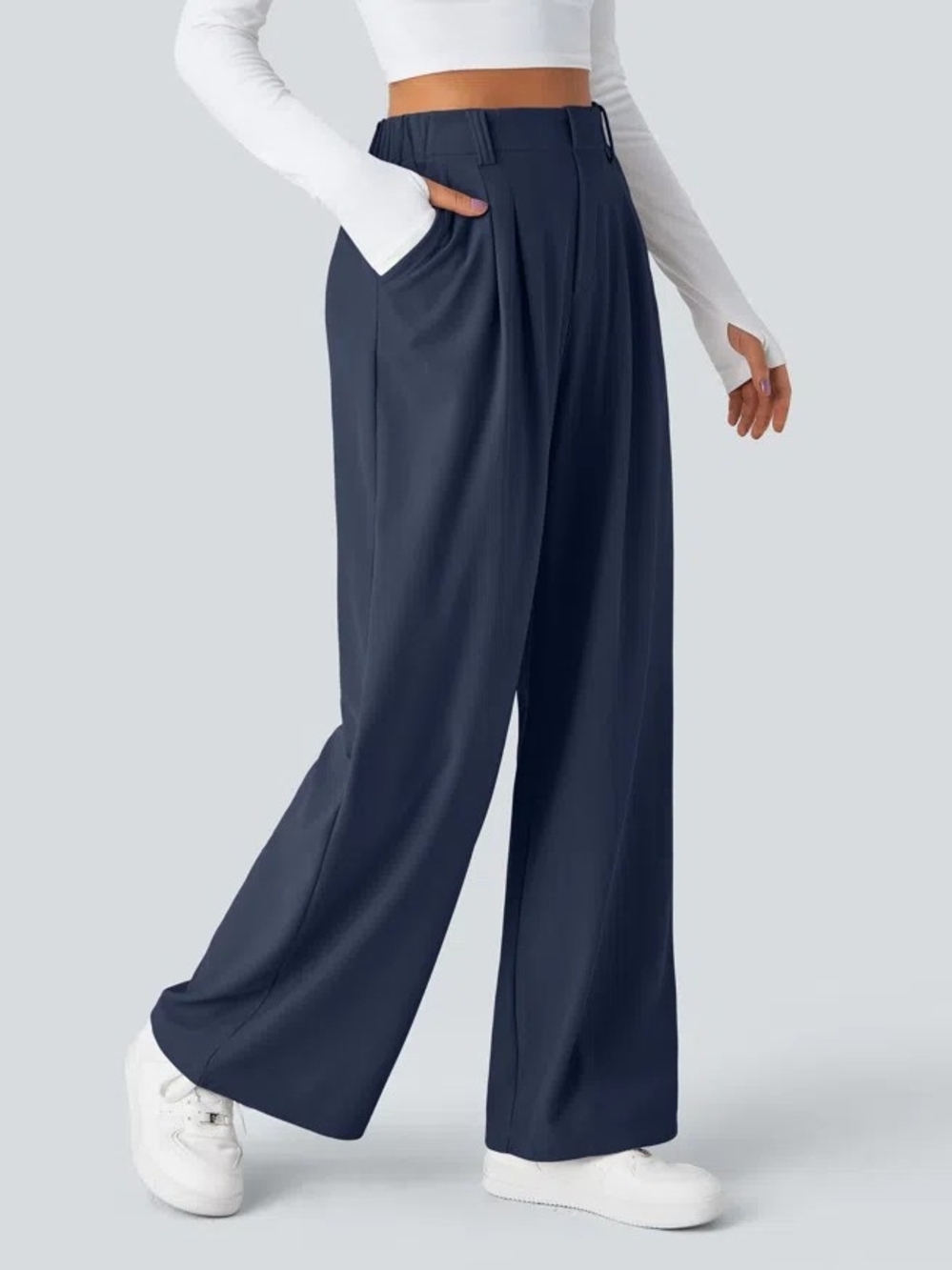 Halara Flex High Waisted Pocket Wide Leg Waffle Work Pants